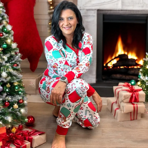 Shirley & Stone‎ Christmas Jogger Lounge Pajama Set Hot Cocoa Gingerbread Man - Picture 13 of 14